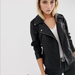 Noisy May leather jacket black - Small - ASOS